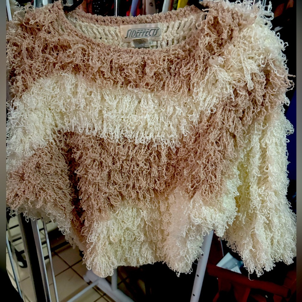 Bundle 3 for $15. Women's Sideeefects Cozy Cream and Brown Sweater. Size Medium.